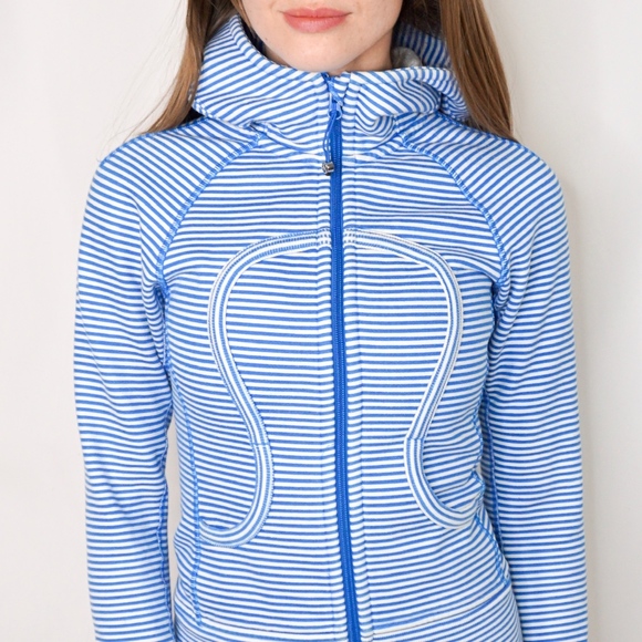 Lululemon Striped Scuba Hoodie Blue White 2 0273 - Picture 2 of 8